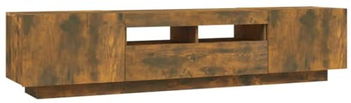 vidaXL TV Schrank Set 2-TLG. LED-Leuchten Lowboard TV Möbel Sideboard Fernsehschrank Fernsehtisch HiFi-Schrank Räuchereiche Holzwerkstoff