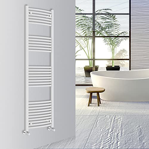 Warmehaus Curved Bathroom Heated Towel Rail Warmer 1800x500mm White