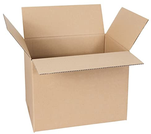smiley pack 25 Stück Faltkartons 320 x 240 x 240 mm braun Versandkarton Verpackungskartons 32 x 24 x 24 cm aus Wellpappe 1 wellig Karton Pappkarton Versandbox Paket Päckchen