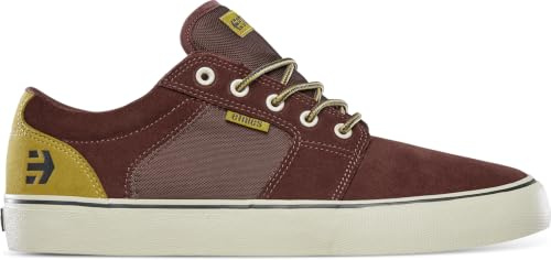 Etnies Barge LS – Classic Skate Look, Slim Vulcanized Silhoutte, Hefty Armored Collar, Reinforced Vulc - Burgundy/Brown - 8,5