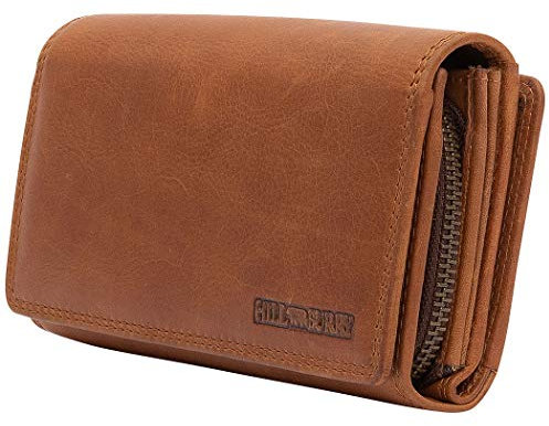 Hill Burry Geldbörse - Unisex | Echtes Leder | Robuste Verarbeitung und hervorragendes Handling | Professionelles Portemonnaie | Viele Fächer | RFID Schutz | Brown