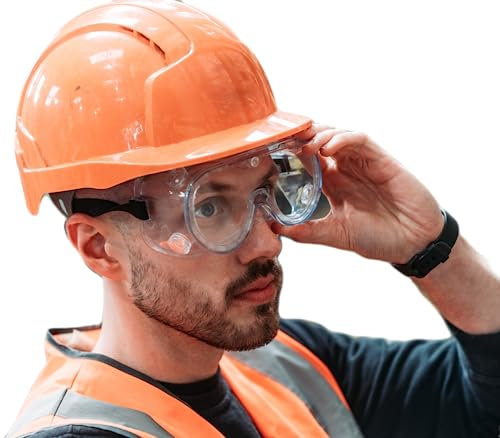 Graff-city PPE Safety Goggles Clear Protective Eyewear for Construction, Carpentry, DIY, Lab work, Protects Against Liquid Splashes, Dust & Debris - Anti Fog Vents, Scratch & UV Resistant (1)