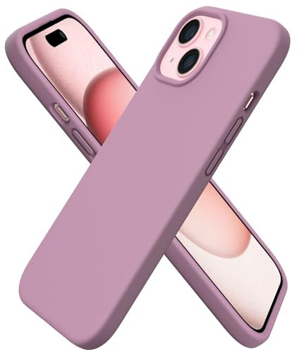 ORNARTO kompatibel mit iPhone 15 Hülle Silikon 6,1 Zoll, Ultra dünne Handyhülle iPhone 15 aus flüssigem Silikon, Kratzfeste und stoßfeste Schutzhülle iPhone 15 Hülle(2023) - Lila Flieder