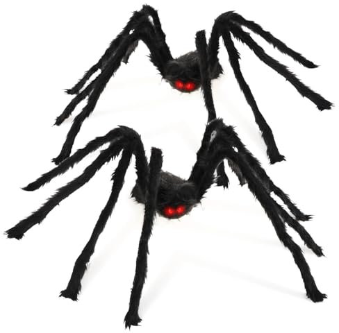 com-four® 2X Deko-Spinne Größe XL - große, haarige Spinne mit beweglichen Beinen für Halloween - modellierbare Tarantel für Innen- und Außendekorationen - 85 cm (02 Stück - Größe XL)
