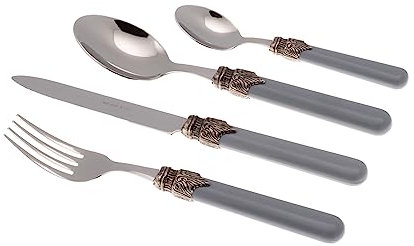 Rivadossi Sandro 1616S10 Set di Posate per 4 Persone, 16 Pezzi-Classic-100% Made in Italy, Artigianalità e Design, Acciaio Inox 18/10, Grigio