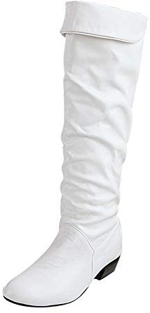 Stivali camperos Donna Bianchi Stivali Bianco Nero Stivali Estivi Donna Morbidi Elasticizzati Stivali Donna Estivi Alta Allacciare Tela Stivali Ciabatte Donna Infradito Sandali con Lacci Bianco-B 43