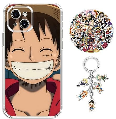 Staremeplz Compatible with iPhone 12 Pro Max Case One -Piece Luffy Anime Design [With Keychain and 50pcs Stickers] Cartoon Transparent Soft Silicona Case for iPhone 12 Pro Max