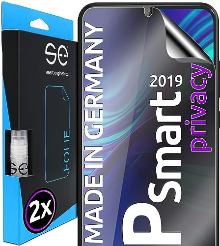 2x se® 3D SCHUTZFOLIE Privacy für Huawei P Smart (2019),Blickschutz, 100% Fingerabdruck & FaceID kompatibel, einfache blasenfreie Installation, Ultra-Klar, Stoß-Kratzfest, aus Deutschland