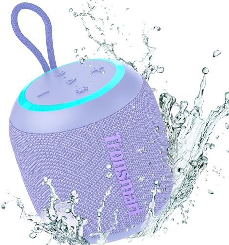 Tronsmart T7Mini Bluetooth Lautsprecher, kompakt, tragbar, mit Licht, Bluetooth 5.3, 15W, 18h Akku, 360 ° Stereo Sound, IPX7 wasserdicht, für Zuhause, Outdoor, Reisen, Violett