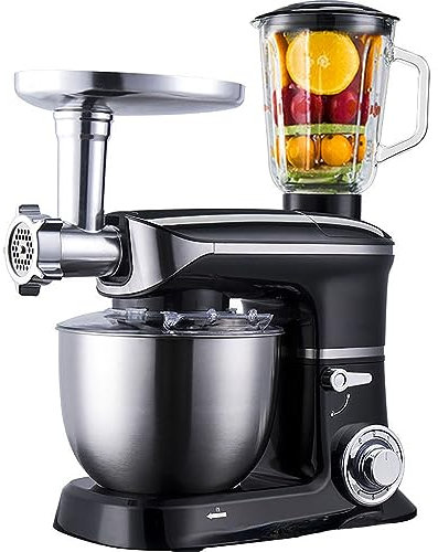 3-in-1 Stand Mixer, 1000W 6-Speed Food Mixer, Kitchen Electric Mixer, with 1.5L Juice Blender, Meat Grinder, Dough Hook, Egg Cage, Pasta Attachment, for Most Home Cooks