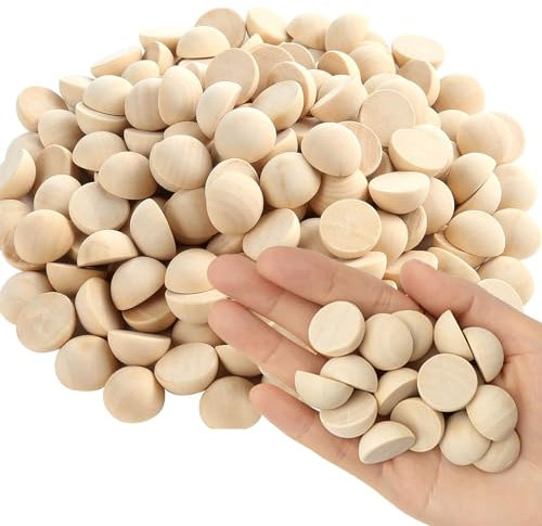 EULAPGOE 200 Stück Natürliche Halbe Holzkugeln 15mm Unfertige Halbe Holzkugeln Mini-Halbkugel Gespaltene Holzkugeln für DIY-Projekte Kinder Kunst Und Bastelbedarf