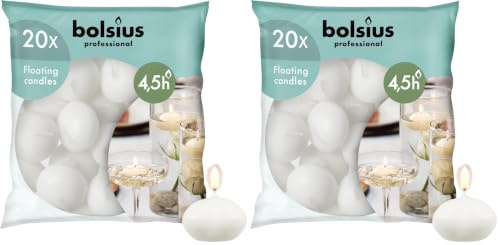 bolsius 103632053702 Schwimmkerzen Wachs weiß, Sans parfum, 4,5cm w X 3cm h (Packung mit 2)
