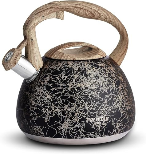 POLIVIAR Stove Top Whistling Tea Kettle,Stainless Steel Stovetop Kettle 2.7 L, Audible Whistling Kettle, Tea Kettle Anti-Rust and Anti Hot Handle, Suitable for All Heat Sources