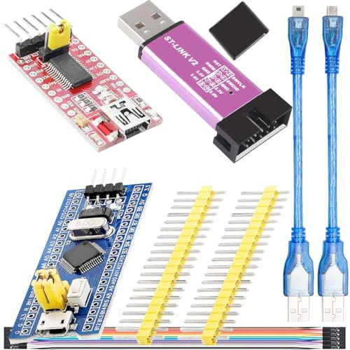 DAOKAI ST-Link V2 Emulator Downloader STM32F103C8T6 ARM Entwicklungsboard FT232RL FTDI Mini USB zu TTL Seriell Konverter Kit mit Micro/Mini zu USB Kabel Buchse zu Buchse