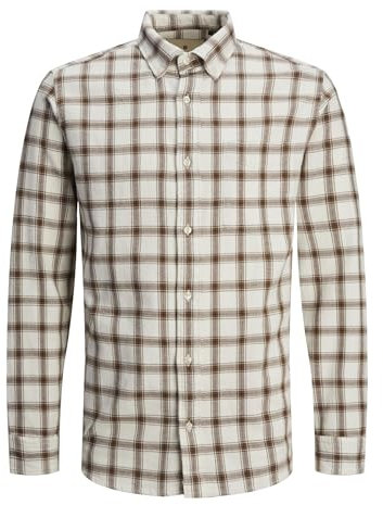 JACK & JONES Jprblubrook Structure T-Shirt à Carreaux L/S Sn Chemise de Loisirs, Cloud Dancer, S Homme