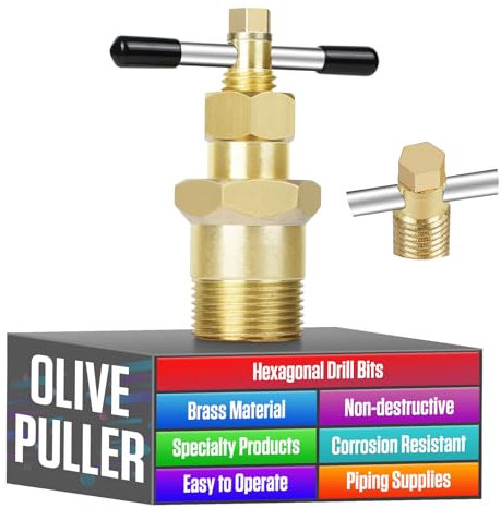 BELEY Olive Puller Olive Remover Tool 15mm & 22mm Olive Puller hexagonal Plumbing Solid Brass Copper Pipes Fitting Not Damage Brass Nut