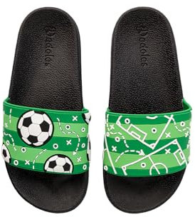 Dedoles Ciabatte Donna Uomo & Bambini Sandali per Spiaggia e Piscina con tanti Design Patatine Fiori Volpe Lama Nuvole Ketchup Regalo, Colore: Campo da calcio, Misurare: 30 EU