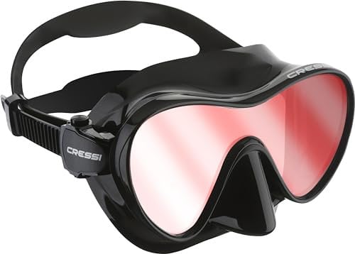 CRESSI Unisex-Adult F1 Mask Black Lenses Rahmenlose Einzellinsen Tauchmaske, Schwarz Ultravision Blue Linse, Einheitsgröße