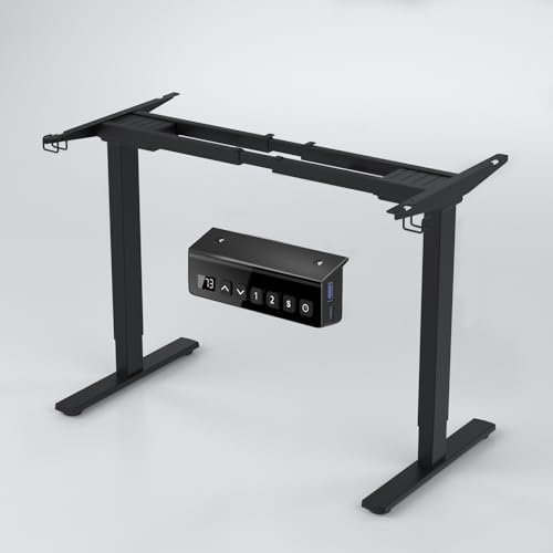 ERGOMAKER höhenverstellbarer Gestell mit 2 starken Motoren, höhenverstellbarer Schreibtisch Gestell mit 2 Memory-Steuerung, Dualmotor Tischgestell höhenverstellbar mit 2 USB Ladeanschlüssen(schwarz)