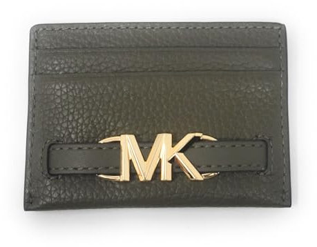 Michael Kors Reed Large Pebbled Leather Card Case (Pebbled Leather, Olive), Oliv/Blatt für mich (Leaf It to Me), Kartenetui