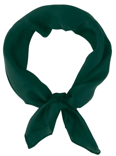 SycloPak Women's 70x70cm Chiffon Square Scarf - 50s Retro Lightweight Drak Green Bandana Neck Scarf & Head Wrap, 1950s Vintage Hair Scarf and Neckerchief