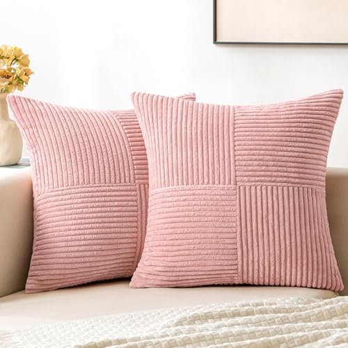 MIULEE 2er Set Kissenbezug 45x45cm Rose Kissenhülle Kissenbezüge Sofakissen Dekokissen Boho Couchkissen Kord Dekorative Zierkissenbezug für Sofa