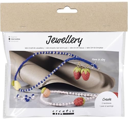 Creativ Mini Craft Kit Jewellery - Make Necklaces and Earrings in Royal Blue - Intermediate Level Craft Kit