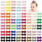 yoyokid 100 pinzas para el pelo para bebés y niñas, cinta de grogrén de 1.2 pulgadas, pequeños lazos para el cabello para bebés y niñas pequeñas (50 colores en pares)