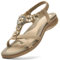 Littleplum Sandales Femmes Chaussures Plates avec Strass Perles Sandales Femmes,Beige,37EU