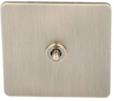 AC250V Interrupteur à Bascule Unipolaire Interrupteur à Bascule de Puissance en Bronze Antique 1 Interrupteur à Bascule 2 Voies avec Panneau en Acier Inoxydable pour la