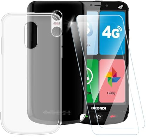 Custodia in TPU stampata + confezione da 2 pellicole proteggi schermo in vetro temperato compatibile con Brondi Amico Smartphone 4G, cover artistica slim antiurto antigraffio, protezione completa