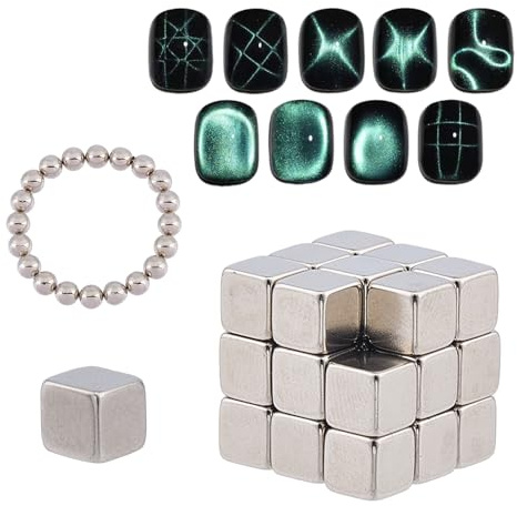 NICENEEDED 47-teiliges Katzenaugen-Magnet-Set für Nägel, eckige Magnete und Perlen für Nagelkunst, Katzenaugen-Gel-Nagellack-Magnetstäbe, Katzenaugen-Nageldesign-Werkzeuge für Nagelstudios