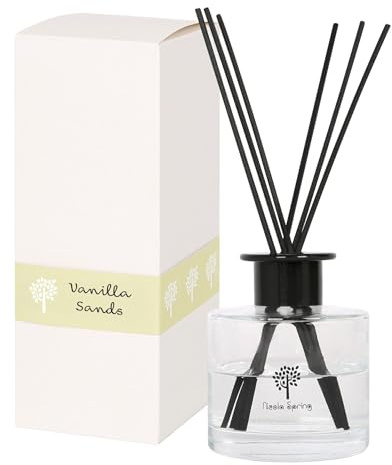 Nicola Spring Glass Reed Diffuser - 200ml - Vanilla Sands - 1x Home Décor Bathroom Bedroom Room Essential Oil Air Freshener with Scented Sticks 60 Day Fragrance