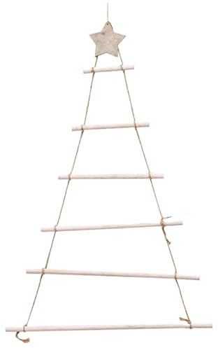 Albero di Natale a scala in legno 7 strati Triangolare Decorazione a parete sospesa con Star Topper Decorazione di vacanza DIY Nessun ornamento incluso, stile 1, 36x21