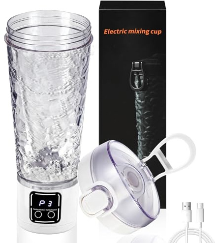 Mkitnvy Mezclador De Proteinas Eléctrica, Recargable Por USB-C, 700ml Shaker Portable, Mezcladora Automática De Proteínas Para Batidos De Proteínas y Batidos De Reemplazo De Comidas, Sin Bpa (Blanco)