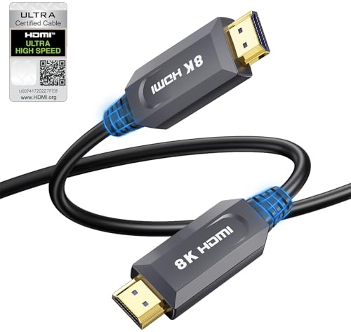 DavVision 8K HDMI Cable 12M/40FT, in-Wall CL3 Rated Fiber Optic HDMI Cable 2.1 Support [8K@60Hz] Dynamic HDR/eARC/HDCP 2.2&2.3/3D, Certified Ultra High Speed Long HDMI Crod for HDTV, Laptop, PC…
