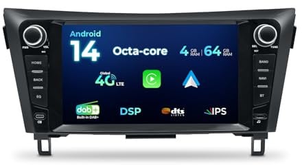 SWTNVIN Car Radio 4+64G Android 14 Autoradio 9 IPS Pantalla táctil para Nissan X-Trail (T32) (2014-2018), Nissan Qashqa (2014-2018) con Apple CarPlay Android Auto 4G Bluetooth GPS Navi WiFi Am/FM