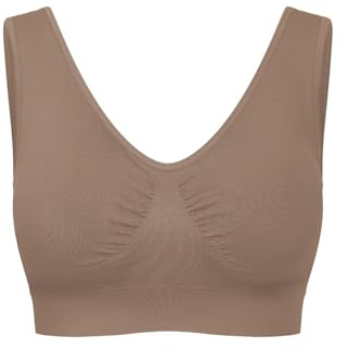 CFab BH Damen ohne Bügel nahtlos leicht gepolstert mittlerer Halt | Soft Bra mit herausnehmbaren Cups breiten Trägern flexiblem Stretch natürlicher Form für Alltag Arbeit Reise Freizeit Zuhause