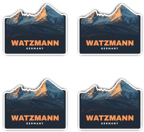 Laminierte Aufkleber: 75 mm, 4 Stück - Watzmann Germany Berg Sticker UV-beständig für Außenbereich