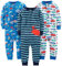 Carter's Simple Joys Baby Mädchen 3-Stück Snug Fit Footless Baumwoll-Schlafanzug, Blau Meereswelt/Marineblau Streifen/Weiß Autos, Größe 6-9 Monate (3er Pack)