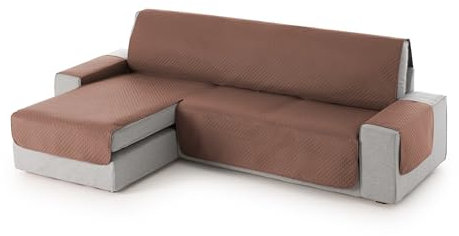 Textil-home Adele Chaise Longue Sofa Bezug, Schutz für Linke Arm Gesteppte Sofas. Größe -240cm. Farbe Braun (Vorderansicht)