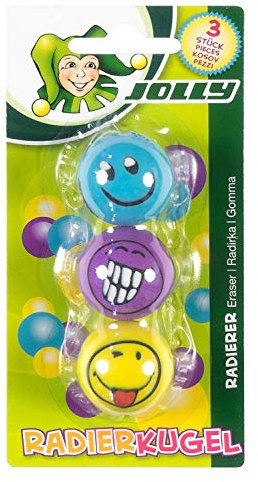 JOLLY Radierkugeln | Radierer mit lustigen Smileys | Qualitativ hochwertiger Radiergummi