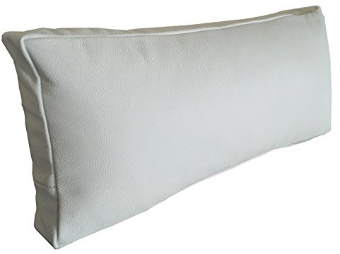 Quattro Meble Weiß Echt Leder Nackenkissen Lederkissen Sofa Dekokissen Rindsleder Kissen Kopfstützen Kopfkissen Zierkissen (22 x 40 cm)
