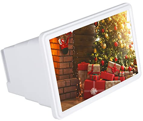 Eboxer Écran Loupe 3D Universel pour Téléphone Portable Zoom 3X Agrandisseur d'Écran Smartphone Pliable Amplificateur Vidéo Film pour Maison Voyage Camping(Blanc)