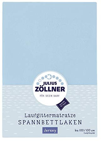 Julius Zöllner 8390347350 Jersey Spanntuch, passend für Laufgittermatratzen 68x90 bis 100x100 cm, Hellblau