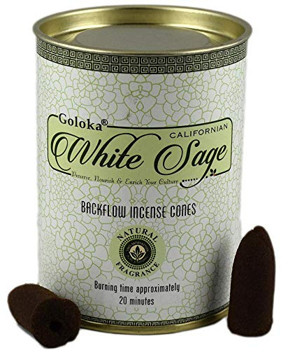 Goloka Backflow Wierook Kegels White Sage (12 blikken)