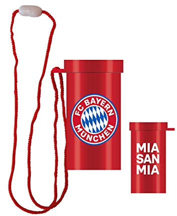 Amscan 9906520 - FC Bayern München Fantröte, Größe 7,5 x 4,5 cm, Farbe: Blau, Weiß u. Rot, mit Trageschnur, Mia san Mia, Bayernlogo, perfekt für das nächste Fußballspiel oder die Fanparty