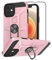iPhone 12 mini Case with Silicone Shockproof Hard Protective Cover With Ring Stand, Rose Gold