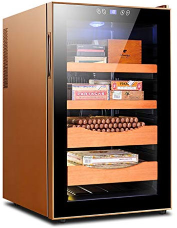 Zigarren Humidore Elektronischer Zigarrenschrank Konstanter Temperatur Zedernholz-Humidor Zirkulierende Kalte Luft Stummschaltung Und Energieeinsparung (Color : Gold, Size : 45x52.5x72.5cm)