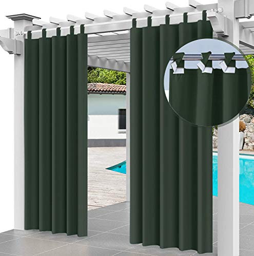 Outdoor Vorhang 2er SET Schlaufengardine 220 x 155 cm Gartenlauben Balkon-Vorhänge Gardinen Verdunkelungsvorhänge mit Schlaufen, Vorhang Wasserdicht für Pavillon Strandhaus (2 Panele) Grün [129]